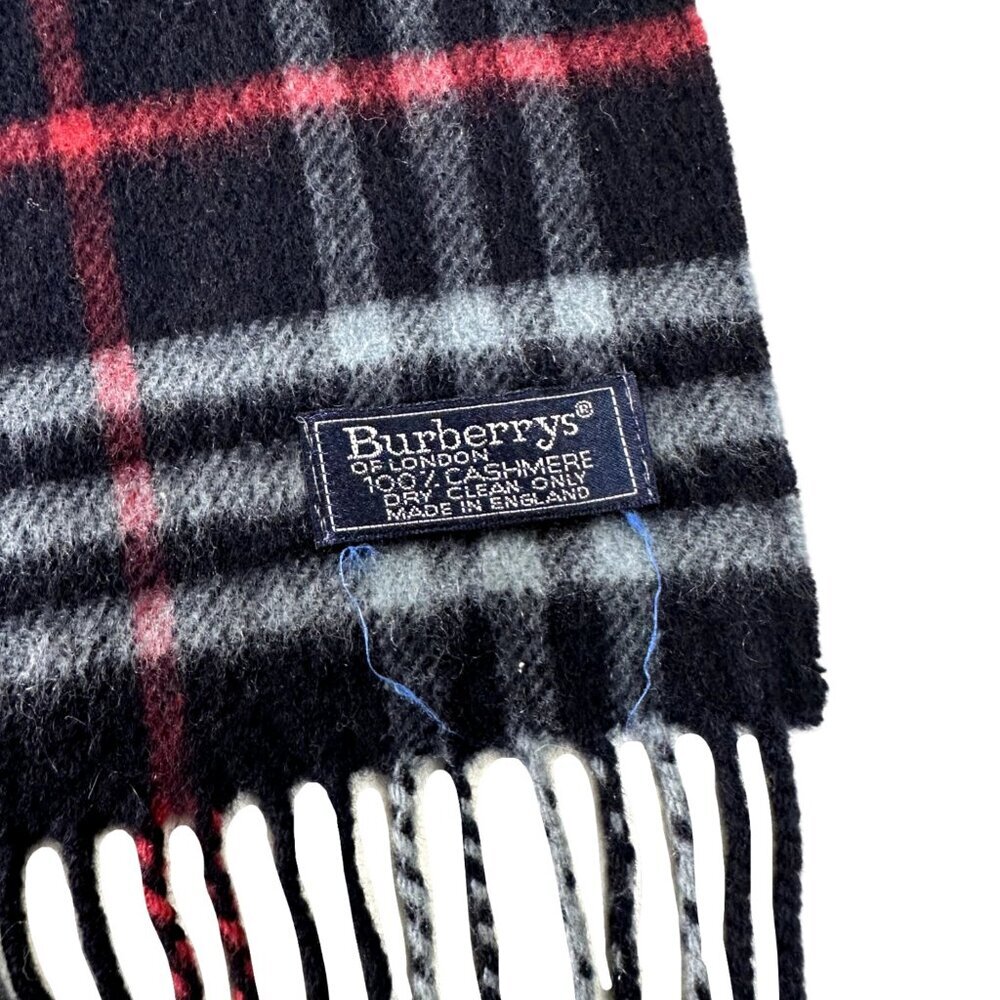 Burberrys Classic Check Scarf Black 100% Cashmere Unisex Scarf Made In England - Picture 3 of 7